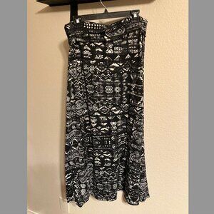 MOSSIMO Supply Co. African Print B/W MaxiSkirt with Foldable Waistband - Size L